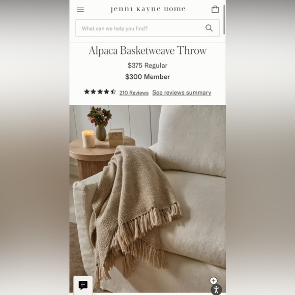 NWT Jenni Kayne Alpaca Wool Basketweave Throw Blanket 50 x 70” Oatmeal - Picture 7 of 7